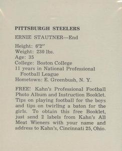 1960 Kahn's Wieners #NNO Ernie Stautner Back