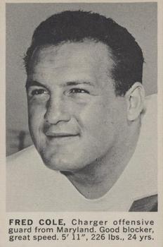 1961 Golden Tulip San Diego Chargers #NNO Fred Cole Front