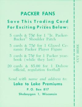 1961 Lake to Lake Green Bay Packers #8 Henry Jordan Back