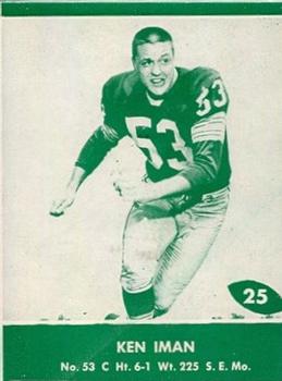 1961 Lake to Lake Green Bay Packers #25 Ken Iman Front