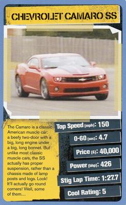 2012 Top Trumps Top Gear Cool Cars 2 #NNO Chevrolet Camaro SS Front