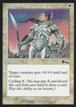 1999 Magic the Gathering Urza's Legacy #10 Iron Will Front