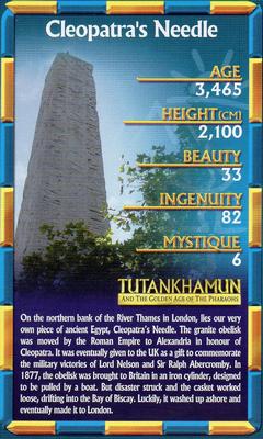 2007 Top Trumps Ancient Egypt Tutankhamun and the Golden Age of the Pharaohs #NNO Cleopatra's Needle Front
