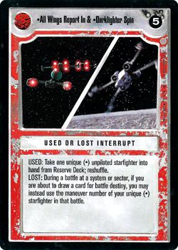 2001 Decipher Star Wars CCG Coruscant #NNO All Wings Report In & Darklighter Spin Front