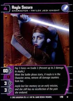 2002 Wizards of the Coast Star Wars Sith Rising TCG #1 Aayla Secura Front