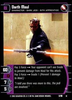 2002 Wizards of the Coast Star Wars Sith Rising TCG #8 Darth Maul Front