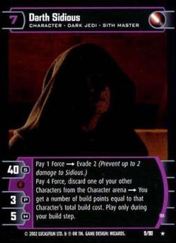2002 Wizards of the Coast Star Wars Sith Rising TCG #9 Darth Sidious Front