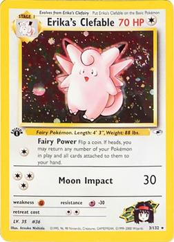2000 Pokemon Gym Heroes 1st Edition #3/132 Erika's Clefable Front