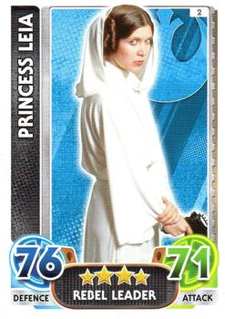 2016 Topps Force Attax Star Wars The Force Awakens #2 Princess Leia Front