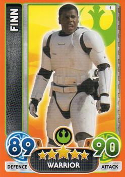 2016 Topps Star Wars Force Attax Extra The Force Awakens #1 Finn Front