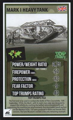 2016 Top Trumps The Tank Museum #NNO Mark I Heavy Tank Front