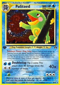 2001 Pokemon Neo Discovery 1st Edition #8/75 Politoed Front