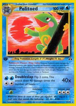 2001 Pokemon Neo Discovery 1st Edition #27/75 Politoed Front