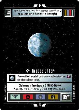 1995 Decipher Star Trek First Edition Promotional & Tournament  Cards #NNO Impose Order Front