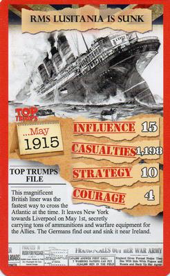2015 Top Trumps WW1 Top 30 Moments #NNO RMS Lusitania is sunk Front