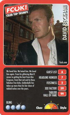 2005 Top Trumps Limited Editions FCUK! Celebs #NNO David Beckham Front