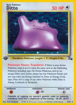 1999 Pokemon Fossil 1st Edition #3/62 Ditto Front