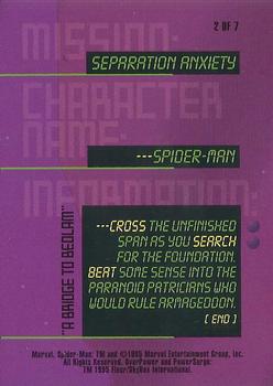 1995 Fleer Marvel Overpower PowerSurge - Mission Separation Anxiety #2 Spider-Man Back