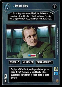 1995 Decipher Star Wars CCG Premiere Limited #NNO Admiral Motti Front