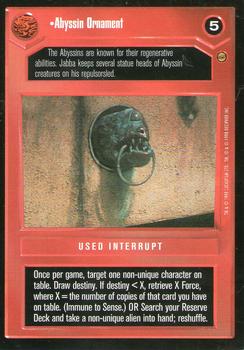 1998 Decipher Star Wars CCG Jabba's Palace Limited #NNO Abyssin Ornament Front