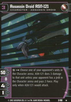 2002 Wizards of the Coast Star Wars: Attack of the Clones TCG #3 Assassin Droid ASN-121 Front
