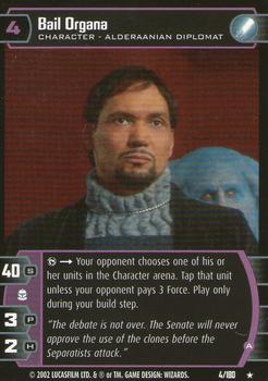 2002 Wizards of the Coast Star Wars: Attack of the Clones TCG #4 Bail Organa Front