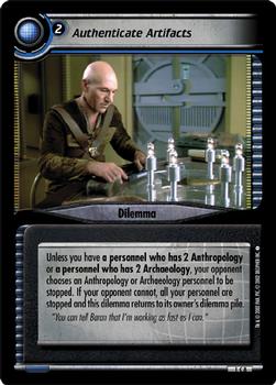 2002 Decipher Star Trek 2nd Edition Premiere #1C8 Authenticate Artifacts (Dilemma) Front