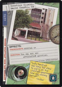 1996 US Playing Card Co. The X Files CCG #052 Genetics Clinic, Marin County, CA Front