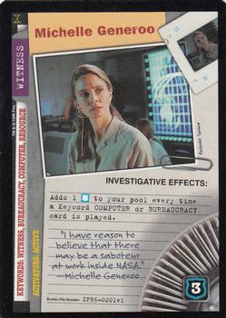 1996 US Playing Card Co. The X Files CCG #201 Michelle Generoo Front