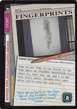 1996 US Playing Card Co. The X Files CCG #236 Fingerprints Front