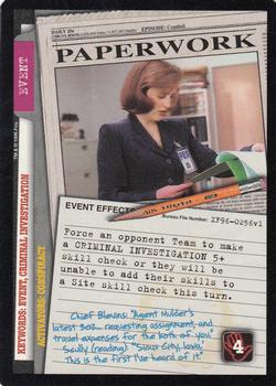1996 US Playing Card Co. The X Files CCG #256 Paperwork Front