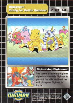1999 Upper Deck Digimon Series 1 #2 Ready for battle! Rookies!! Back
