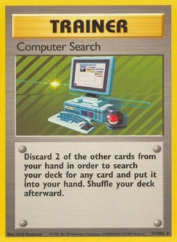 1999 Pokemon Shadowless #71/102 Computer Search Front