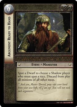 2005 Decifer Lord of the Rings CCG: Black Rider #12U1 Argument Ready to Hand Front