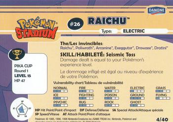 2000 Danone Pokemon Stadium #4/40 Raichu Back