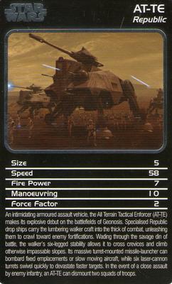 2006 Top Trumps Specials Star Wars Starships #NNO AT-TE Front