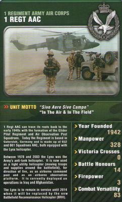 2007 Top Trumps Fighting Units of the British Army #NNO 1 Regiment Army Air Corps Front