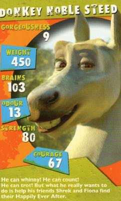 2004 Top Trumps Specials Shrek 2 #NNO Donkey Noble Steed Front
