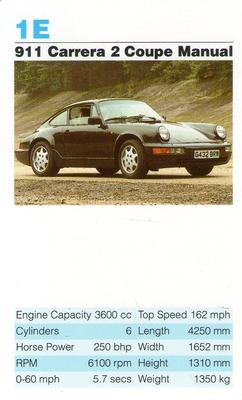 1992 Super Top Trumps Porsche Cars #1E 911 Carrera 2 Coupe Manual Front