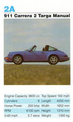 1992 Super Top Trumps Porsche Cars #2A 911 Carrera 2 Targa Manual Front