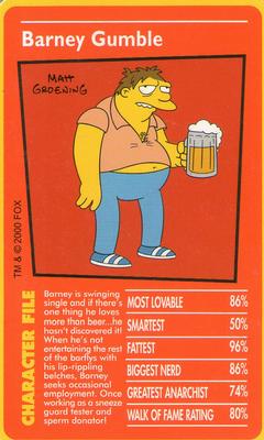 2000 Top Trumps The Simpsons #NNO Barney Gumble Front