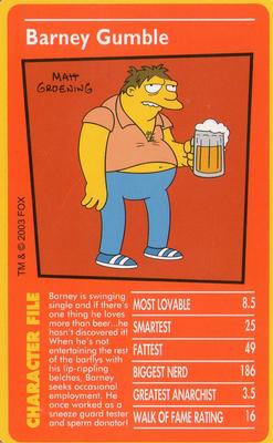 2003 Top Trumps The Simpsons #NNO Barney Gumble Front