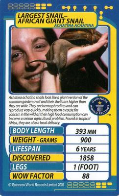2002 Top Trumps Creepy Crawlies #NNO Largest Snail - African Giant Snail Front
