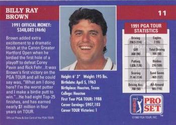 1992 Pro Set PGA Tour - 1991 Champions #11 Billy Ray Brown Back