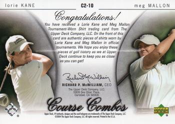 2004 SP Authentic - Course Combos #C2-10 Lorie Kane / Meg Mallon Back