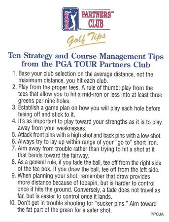 1999 PGA Tour Partners Club Golf Tips #PPCJA Lee Janzen Back