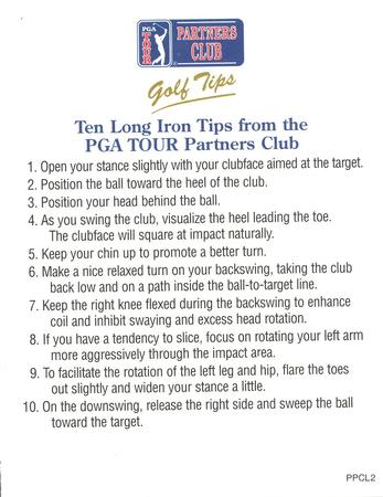 1999 PGA Tour Partners Club Golf Tips #PPCL2 Tom Lehman Back