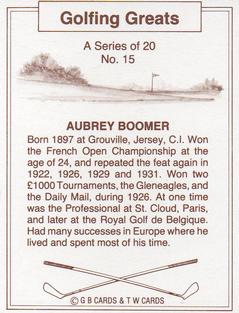 1989 G B Cards & T W Cards Golfing Greats #15 Aubrey Boomer Back