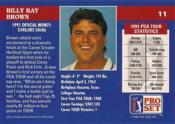 1992 Pro Set PGA Tour The Honda Classic #11 Billy Ray Brown Back