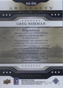 2021 Upper Deck Artifacts - Aurum Signatures #AS-GN Greg Norman Back